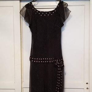 Dressbarn black & pink polkadot dress